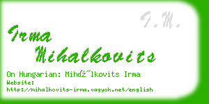 irma mihalkovits business card